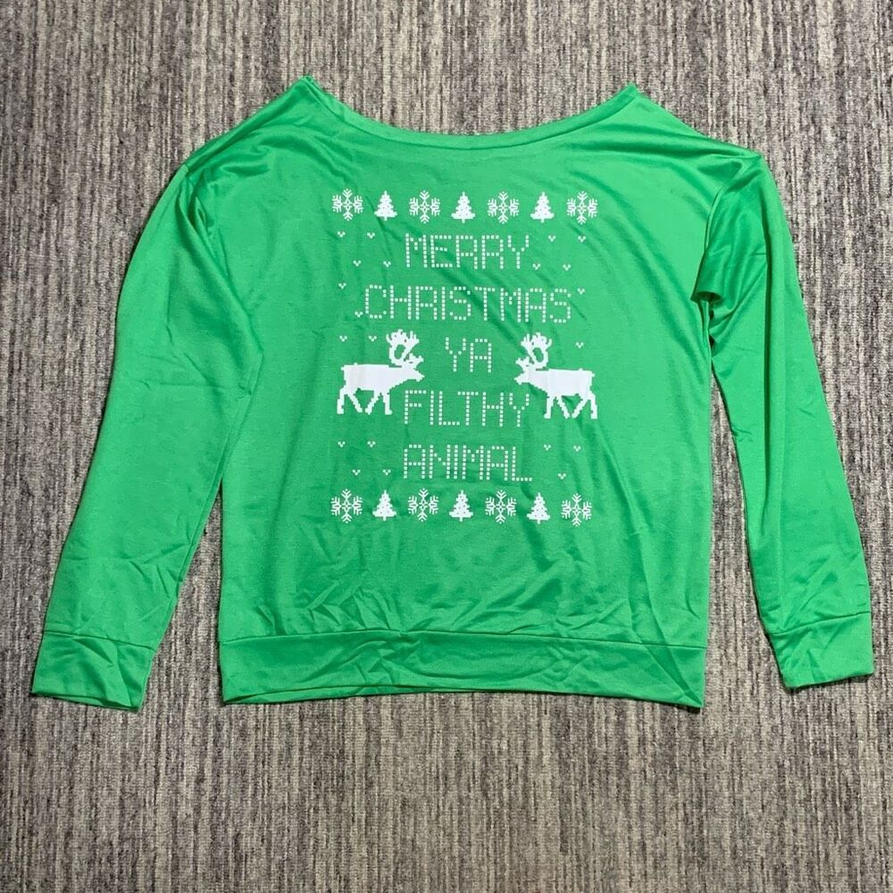 Brand New Merry‎ Christmas Ya Filthy Animal Ugly Christmas Sweater Green Medium